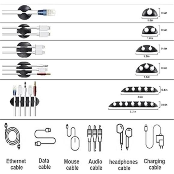 CordManagement Organizer Kit 4Cable Sleeve Split with 41SelfAdhesive Clip Holder - Picture 12 of 14
